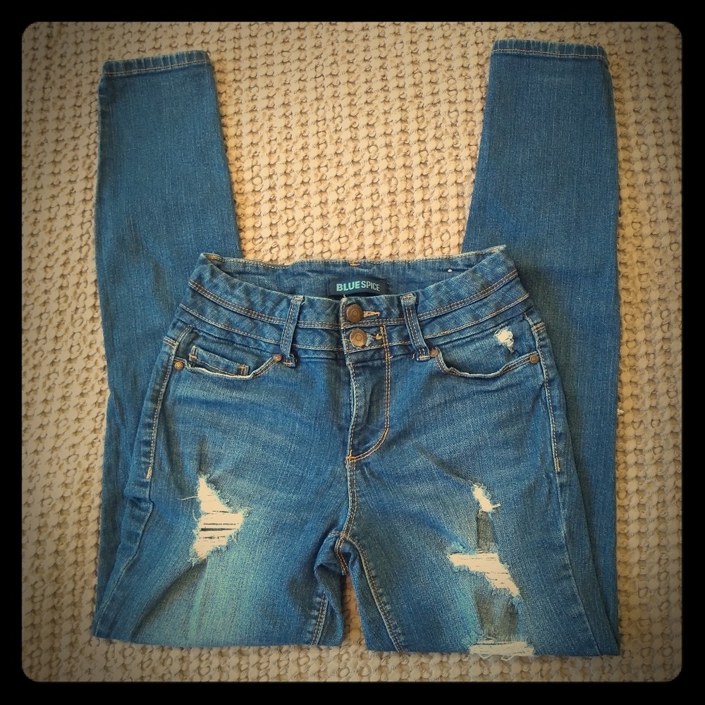 Blue Spice ripped high waisted skinny stretch jean
